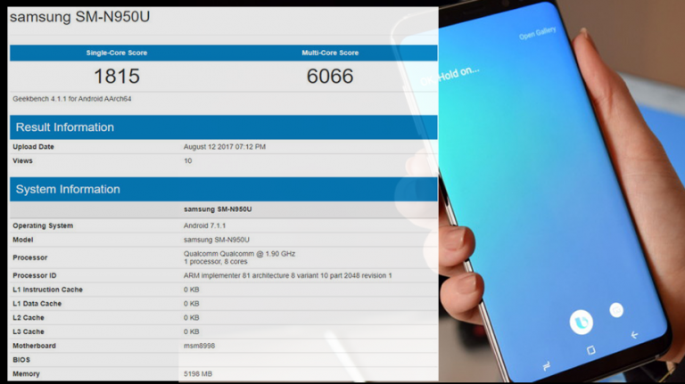 Samsung Galaxy Note 8 cu Snapdragon 835 ajunge pe Geekbench