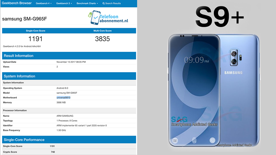 Galaxy S9+ apare pe Geekbench