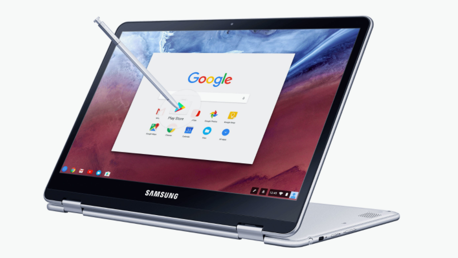 Samsung Chromebook Pro cu o tastatură cu iluminare din spate
