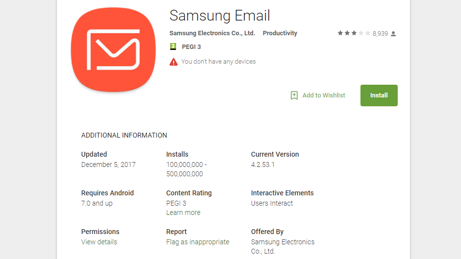 Aplicația Samsung E-mail ajunge la 100 de milioane de descărcări