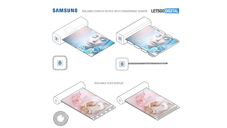 Samsung a brevetat un afișaj care se rulează, activat prin amprentă