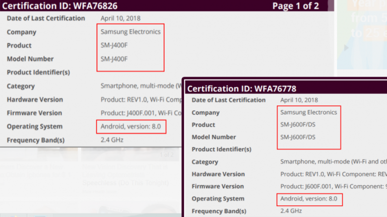 Galaxy J4 și Galaxy J6 cu Android Oreo obțin certificarea Wi-Fi