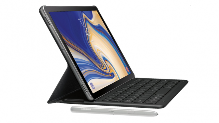 Imagini cu tableta Galaxy Tab S4 cu noul S Pen și capacul tastaturii