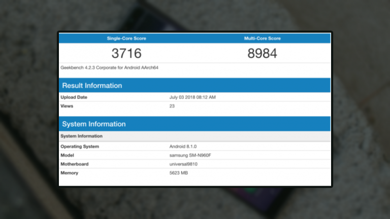 Note 9 pe Geekbench cu procesorul Exynos 9810 la bord