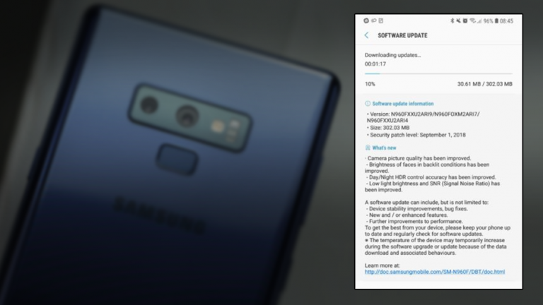Actualizare la Galaxy Note 9 ce vizează îmbunătățirile camerelor foto