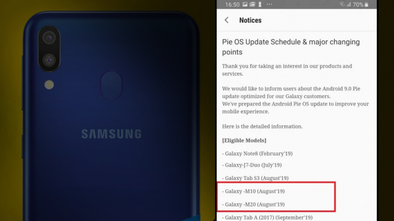 Galaxy M10 și M20, încă nelansate, vor primi Android Pie în august