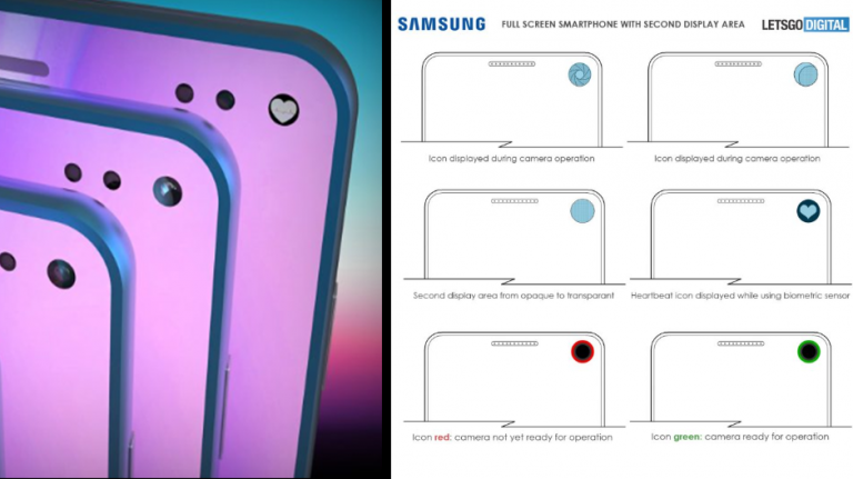 Smartphone Samsung cu găuri diferite în ecran pentru camere și senzori