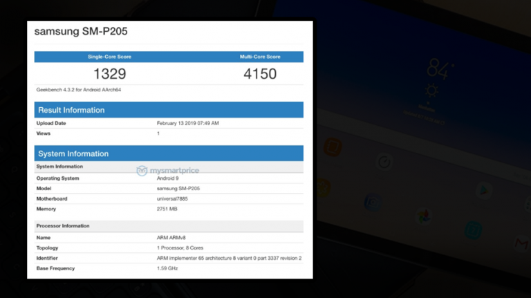 O tabletă necunoscută Galaxy Tab cu Exynos 7885 apare pe Geekbench