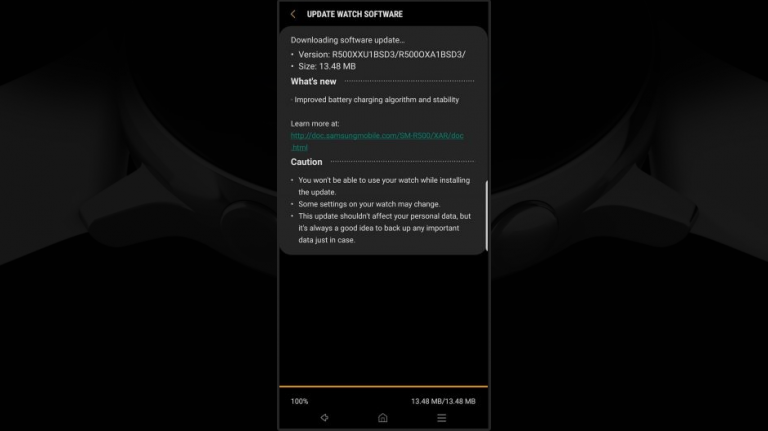 Actualizare Galaxy Watch Active, îmbunătățește încărcarea bateriei