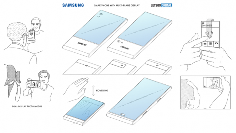 Smartphone Samsung cu ecran care continuă spre spate