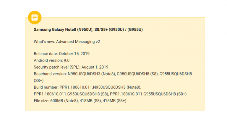 Samsung Galaxy S8, S8+ și Note 8 primesc Advanced Messaging 2.0
