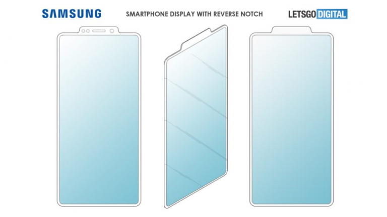 Telefon Samsung cu ecran complet și crestătură inversă