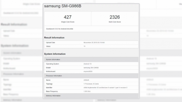 Galaxy S11 5G pe Geekbench cu Exynos 990 și 12 GB RAM