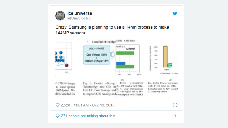 Samsung lucrează la un senzor de cameră foto de 144 MP