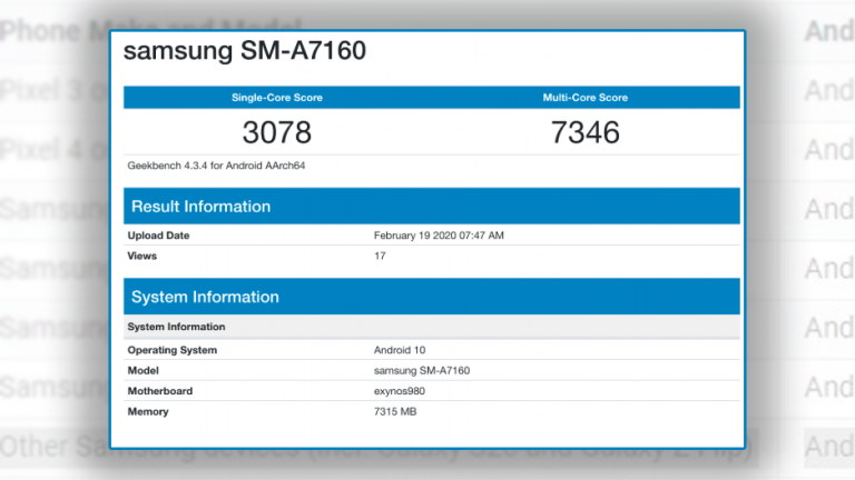 Galaxy A71 5G va folosi procesorul Samsung Exynos 980
