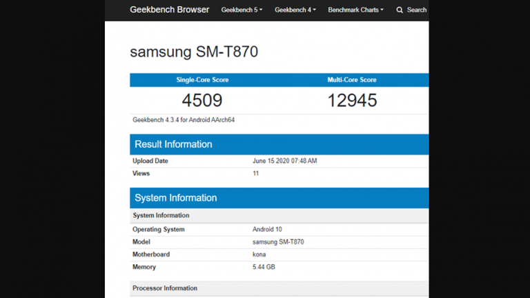 Galaxy Tab S7 testat pe Geekbench cu Snapdragon 865 și 6 GB RAM