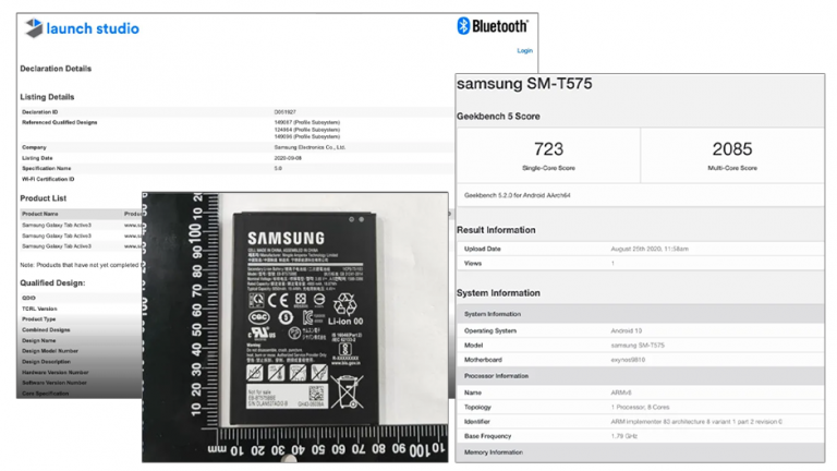 Samsung Galaxy Tab Active 3 certificată de Bluetooth SIG
