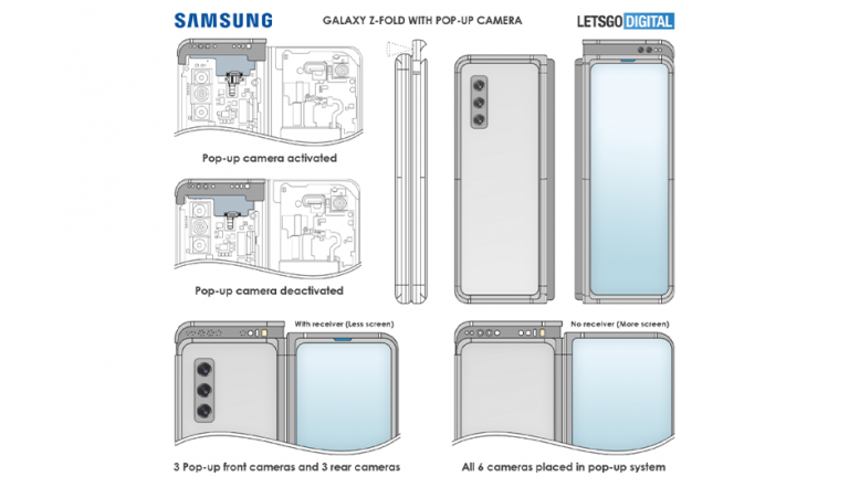 Smartphone pliabil Samsung Galaxy Z Fold cu o cameră pop-up
