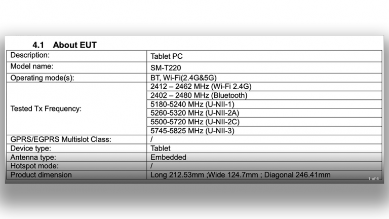 Specificatiile cheie la Galaxy Tab A7 Lite dezvaluite de FCC