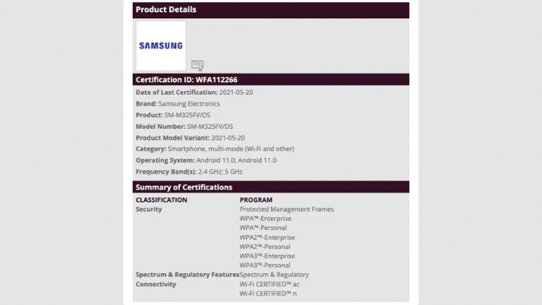 Galaxy M32 inainte de lansare primeste certificarea WiFi Alliance