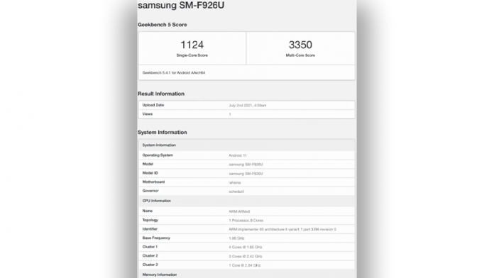 Galaxy Z Fold 3 cu Snapdragon 888 si 12GB RAM reperat pe Geekbench