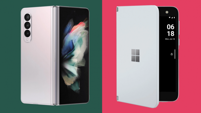 Samsung Galaxy Z Fold 3 vs Microsoft Surface Duo două idei pliabile diferite