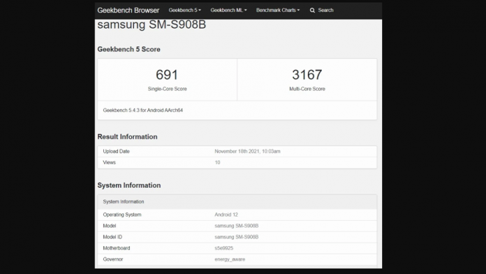 Samsung Galaxy S22 Ultra apare pe Geekbench cu Exynos 2200
