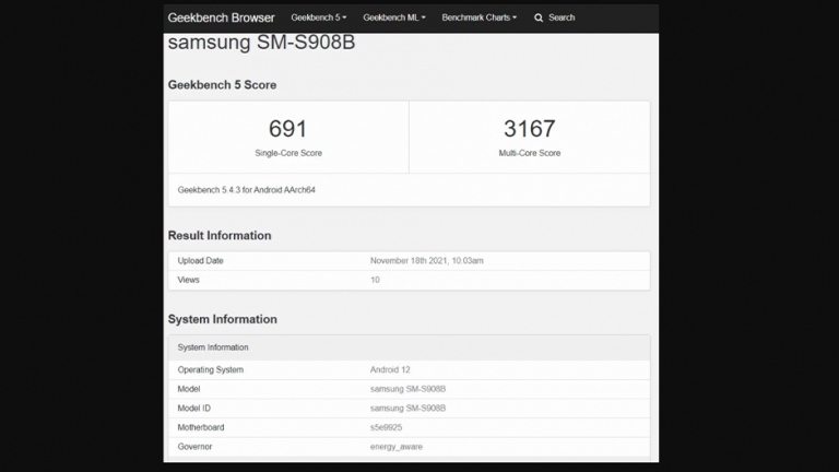 Samsung Galaxy S22 Ultra apare pe Geekbench cu Exynos 2200
